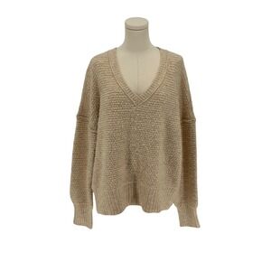 SO Goods For Life Beige Textured V Neck Knit Sweater Women's Size XL